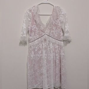 Lace white and pink Topshop dress